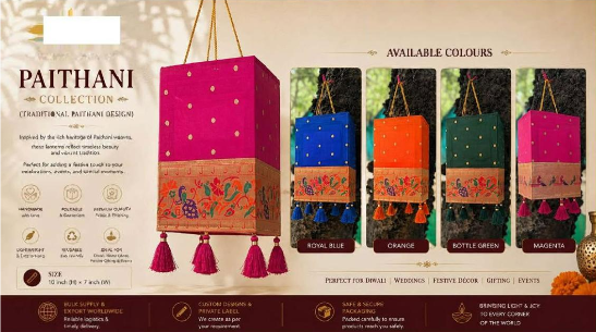 आकाशकंदील: Medium Lantern - Paithani पैठणी